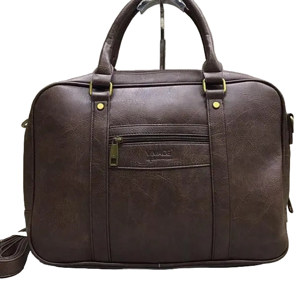 VIVACE LAPTOP BAG: DARK BROWN PU Leather Branded Laptop Bag 