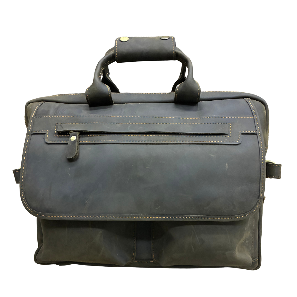 VIVACE LAPTOP BAG: DARK COFFEE BROWN Genuine Leather Messenger Bag front closed
