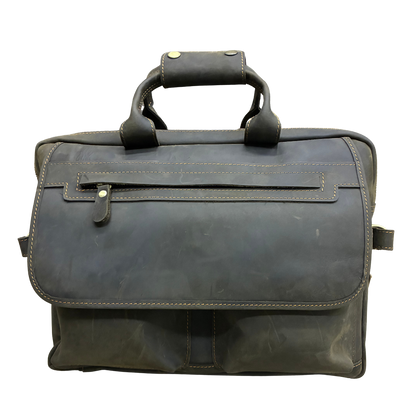 VIVACE LAPTOP BAG: DARK COFFEE BROWN Genuine Leather Messenger Bag front closed