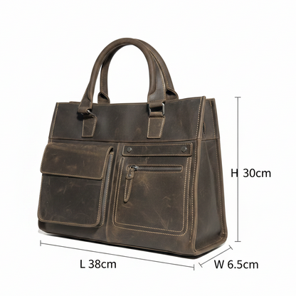VIVACE LAPTOP BAG: DARK COFFEE Genuine Leather Laptop Bag size
