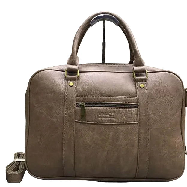 VIVACE LAPTOP BAG: KHAKI BROWN PU Leather Branded Laptop Bag