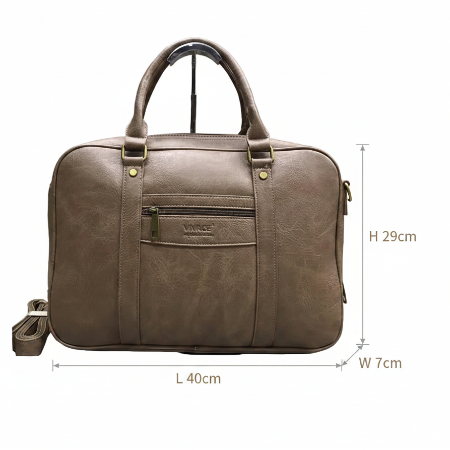 VIVACE LAPTOP BAG: KHAKI BROWN PU Leather Branded Laptop Bag SIZE