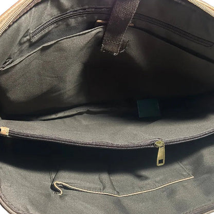 VIVACE LAPTOP BAG: KHAKI BROWN PU Leather Laptop Bag OPEN TOP VIEW