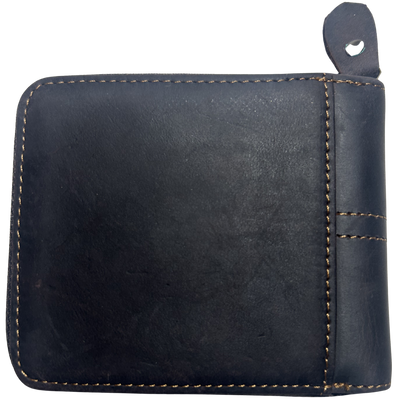 VIVACE MEN'S Wallet: DARK COFFEE BROWN Genuine Leather Wallet with ZIP BACK