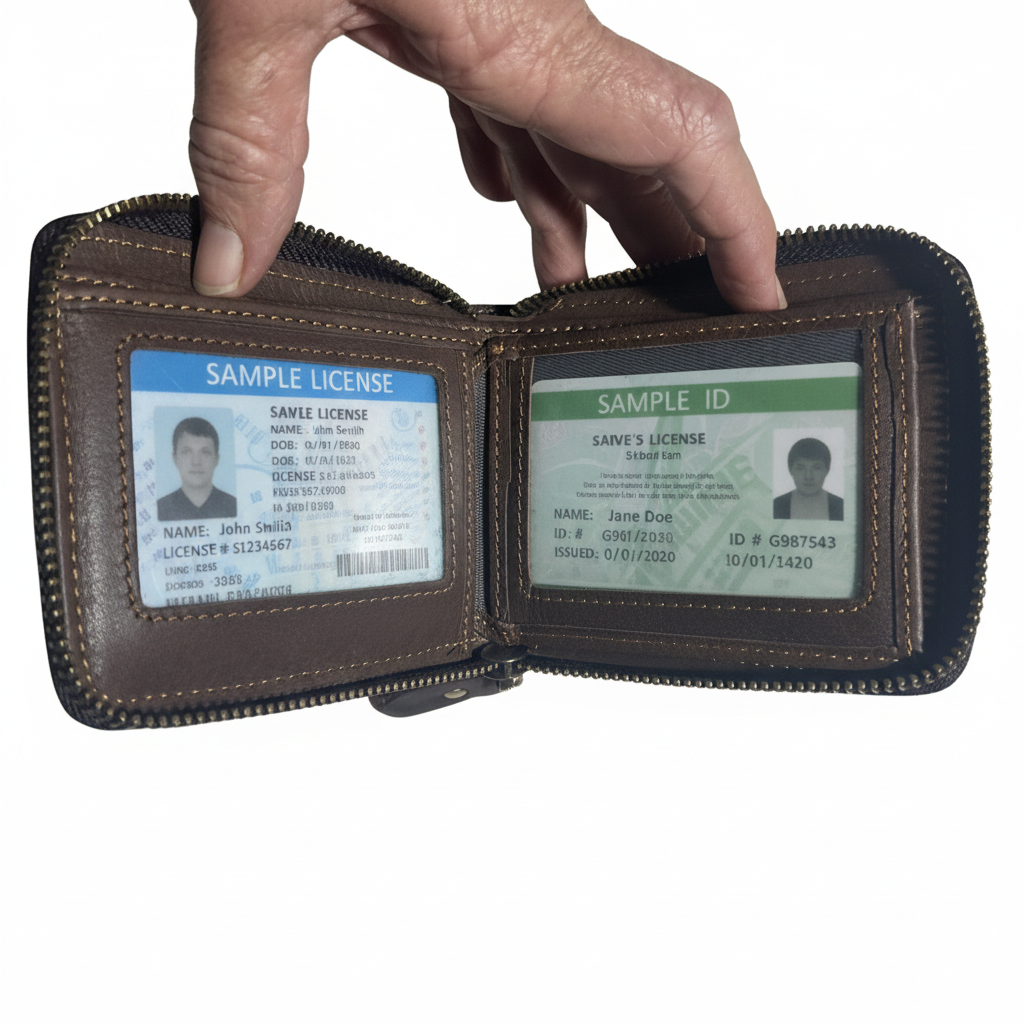 VIVACE MEN'S Wallet: DARK COFFEE BROWN Genuine Leather Wallet with ZIP ID AND LICENSE CARD VIEW