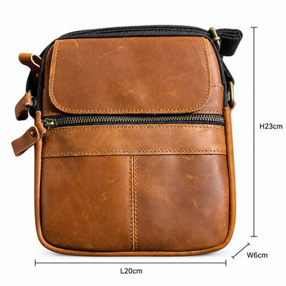 VIVACE SLING BAG: BROWN GENUINE Leather Messenger Bag SIZE