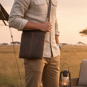 VIVACE SLING BAG: CHOCOLATE BROWN GENUINE LEATHER SMALL MESSENGER BAG