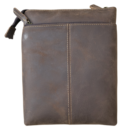 VIVACE SLING BAG: CHOCOLATE BROWN GENUINE LEATHER SMALL MESSENGER BAG FRONT