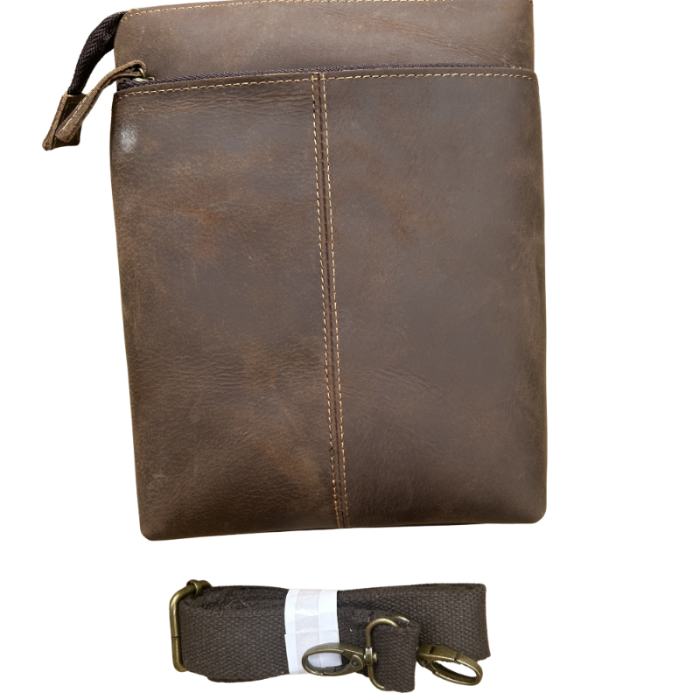 VIVACE SLING BAG: CHOCOLATE BROWN GENUINE LEATHER SMALL MESSENGER BAG SET