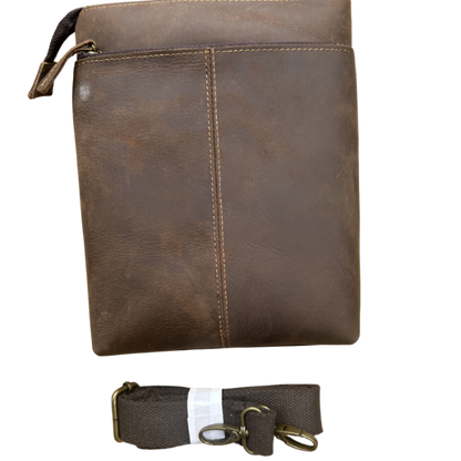 VIVACE SLING BAG: CHOCOLATE BROWN GENUINE LEATHER SMALL MESSENGER BAG SET