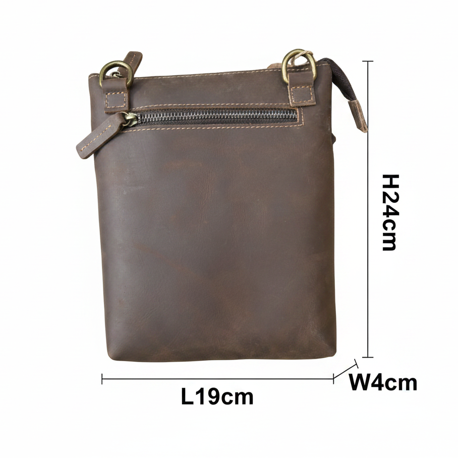 VIVACE SLING BAG: CHOCOLATE BROWN GENUINE LEATHER SMALL MESSENGER BAG SIZED