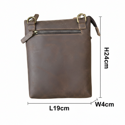 VIVACE SLING BAG: CHOCOLATE BROWN GENUINE LEATHER SMALL MESSENGER BAG SIZED