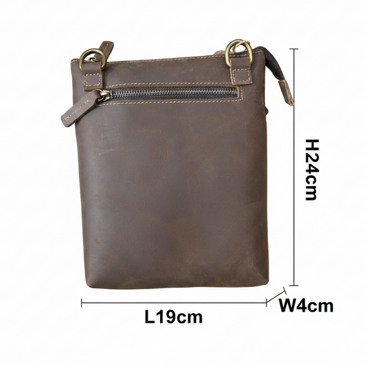 VIVACE SLING BAG: CHOCOLATE BROWN GENUINE LEATHER SMALL MESSENGER BAG SIZED