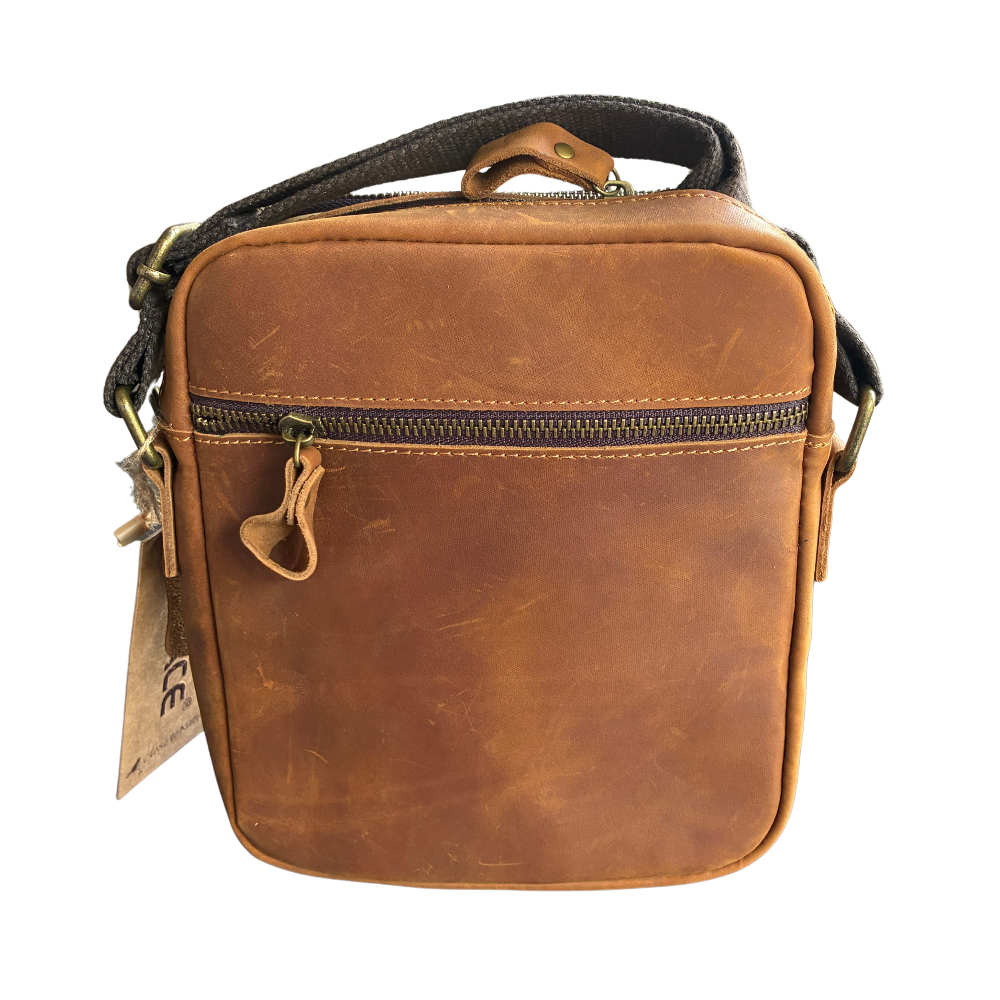 VIVACE SLING BAG: CHOCOLATE BROWN GENUINE Leather Messenger Bag BACK