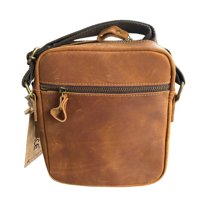 VIVACE SLING BAG: CHOCOLATE BROWN GENUINE Leather Messenger Bag BACK