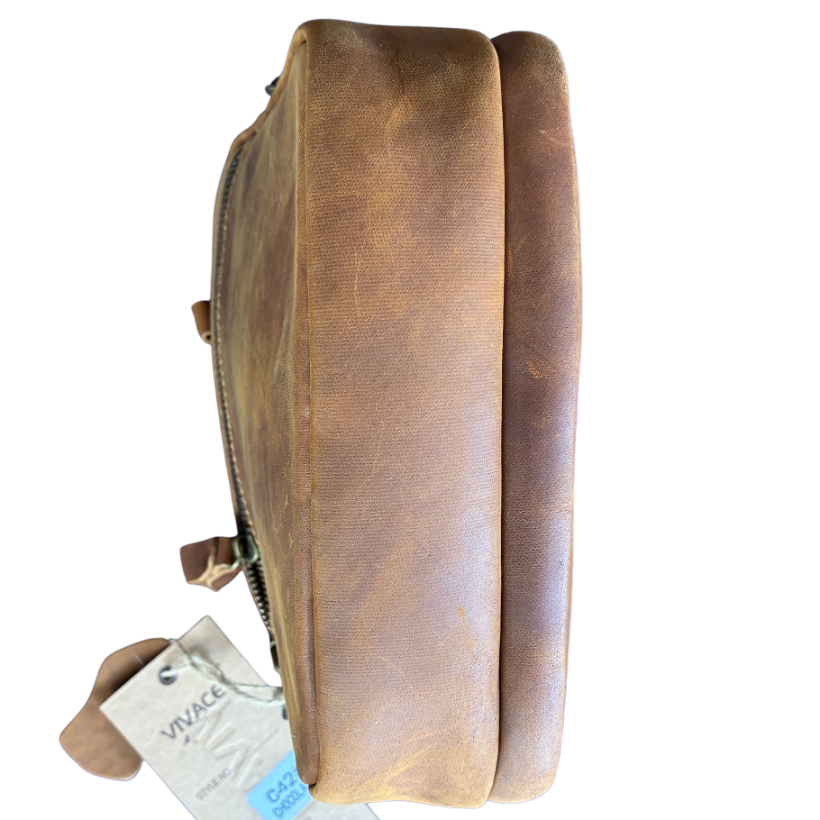 VIVACE SLING BAG: CHOCOLATE BROWN GENUINE Leather Messenger Bag BOTTOM