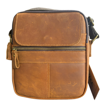 VIVACE SLING BAG: CHOCOLATE BROWN GENUINE Leather Messenger Bag FRONT