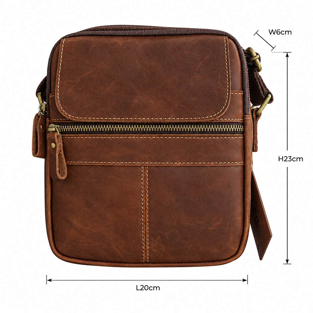 Vivace Sling Bag: CHOCOLATE BROWN Genuine Leather Messenger with Adjustable Strap