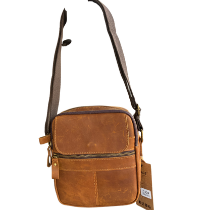 VIVACE SLING BAG: CHOCOLATE BROWN GENUINE Leather Messenger Bag HANGING