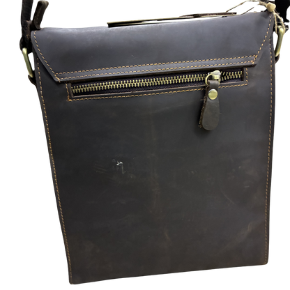 VIVACE SLING BAG: COFFEE BROWN Prestige Genuine Leather Messenger Bag back view