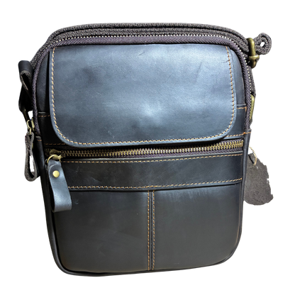 VIVACE SLING BAG: DARK COFFEE BROWN GENUINE Leather Messenger Bag FRONT