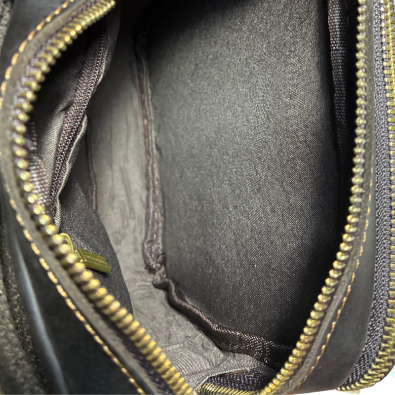 VIVACE SLING BAG: DARK COFFEE BROWN GENUINE Leather Messenger Bag INSIDE