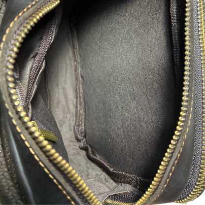 VIVACE SLING BAG: DARK COFFEE BROWN GENUINE Leather Messenger Bag INSIDE