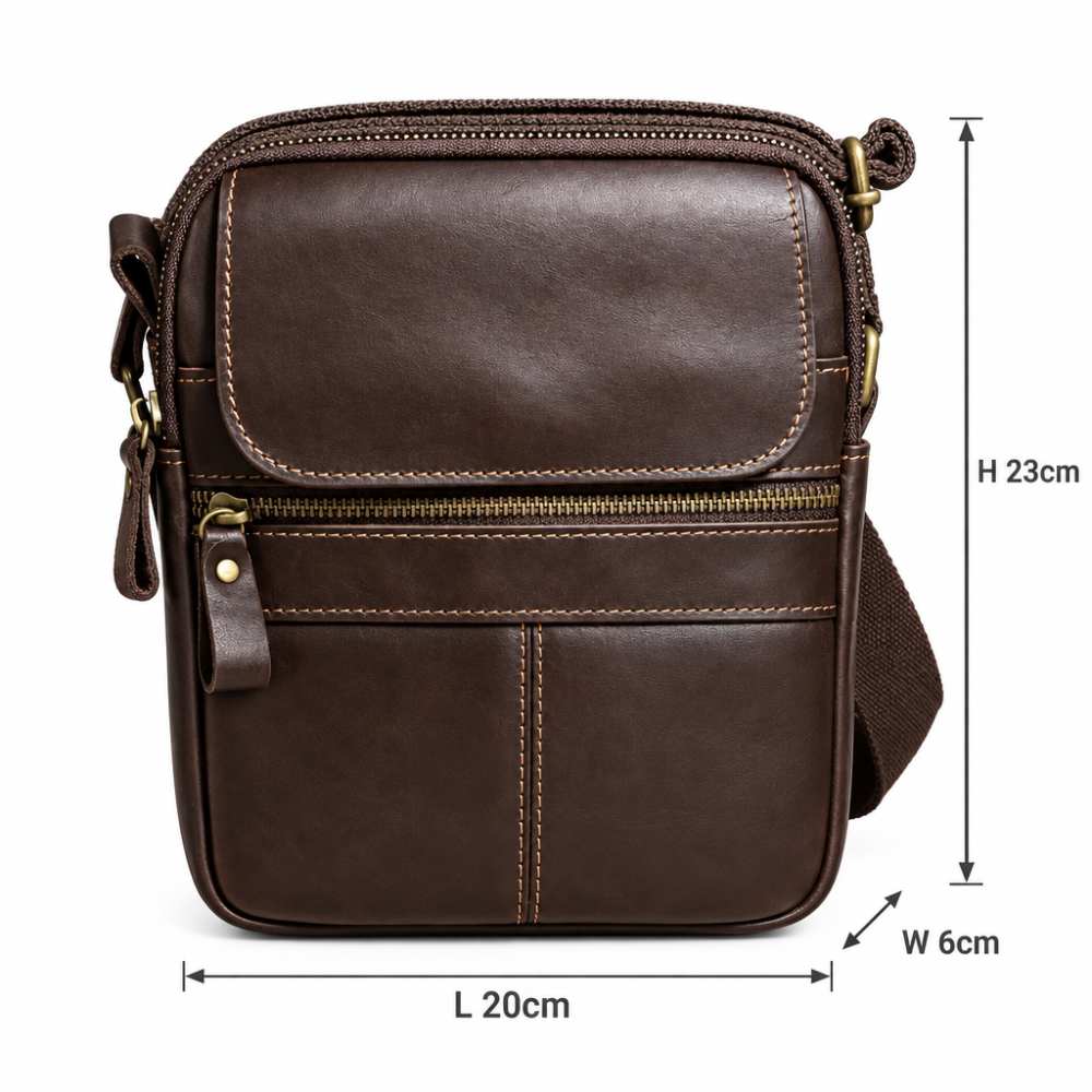 VIVACE SLING BAG: DARK COFFEE BROWN GENUINE Leather Messenger Bag SIZE
