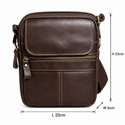 VIVACE SLING BAG: DARK COFFEE BROWN GENUINE Leather Messenger Bag SIZE