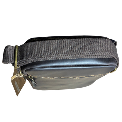 VIVACE SLING BAG: DARK COFFEE BROWN GENUINE Leather Messenger Bag TOP VIEW