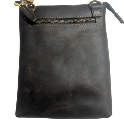 VIVACE SLING BAG: DARK COFFEE GENUINE LEATHER SMALL MESSENGER BAG BACK