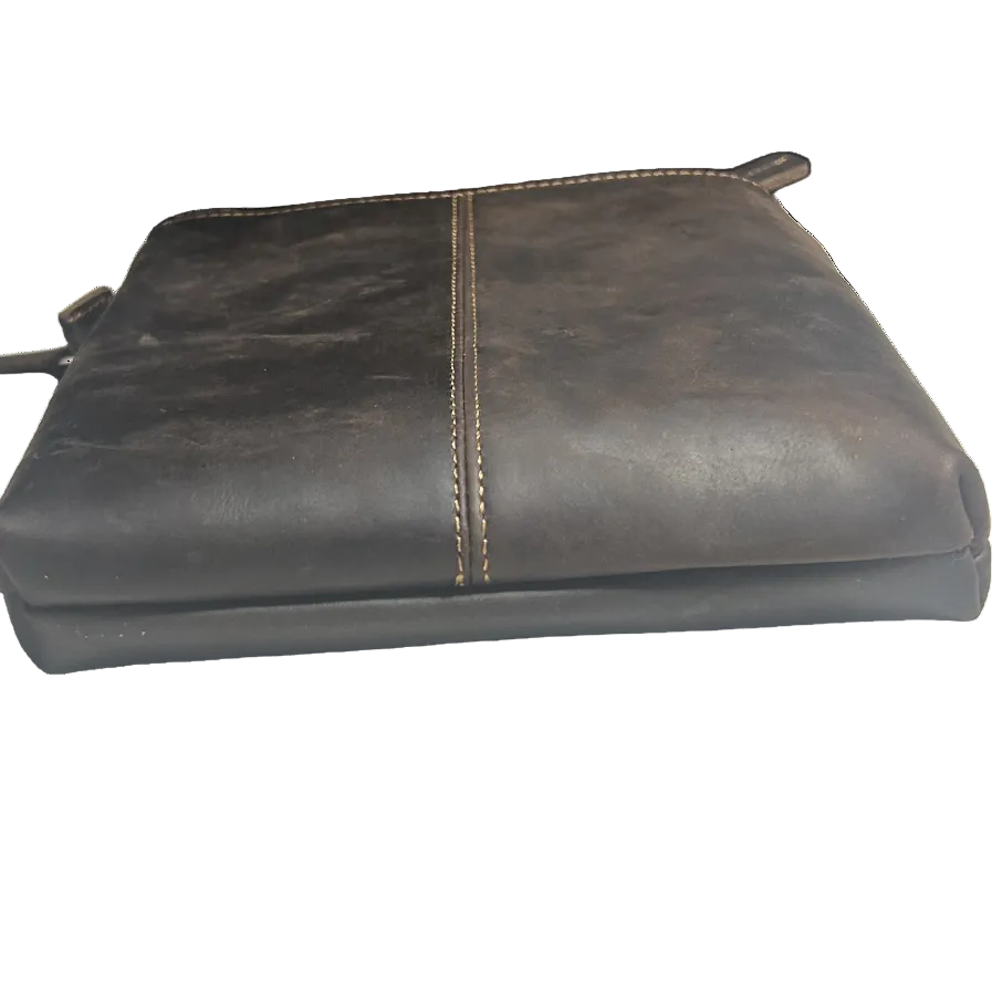 VIVACE SLING BAG: DARK COFFEE GENUINE LEATHER SMALL MESSENGER BAG BOTTOM