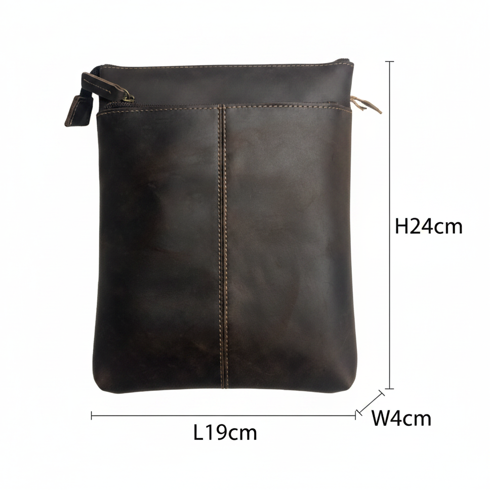 VIVACE SLING BAG: DARK COFFEE GENUINE LEATHER SMALL MESSENGER BAG size
