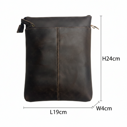 VIVACE SLING BAG: DARK COFFEE GENUINE LEATHER SMALL MESSENGER BAG size