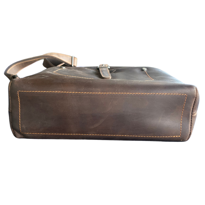 VIVACE SLING BAG: MOCHA BROWN Genuine Leather Messenger Bag BOTTOM