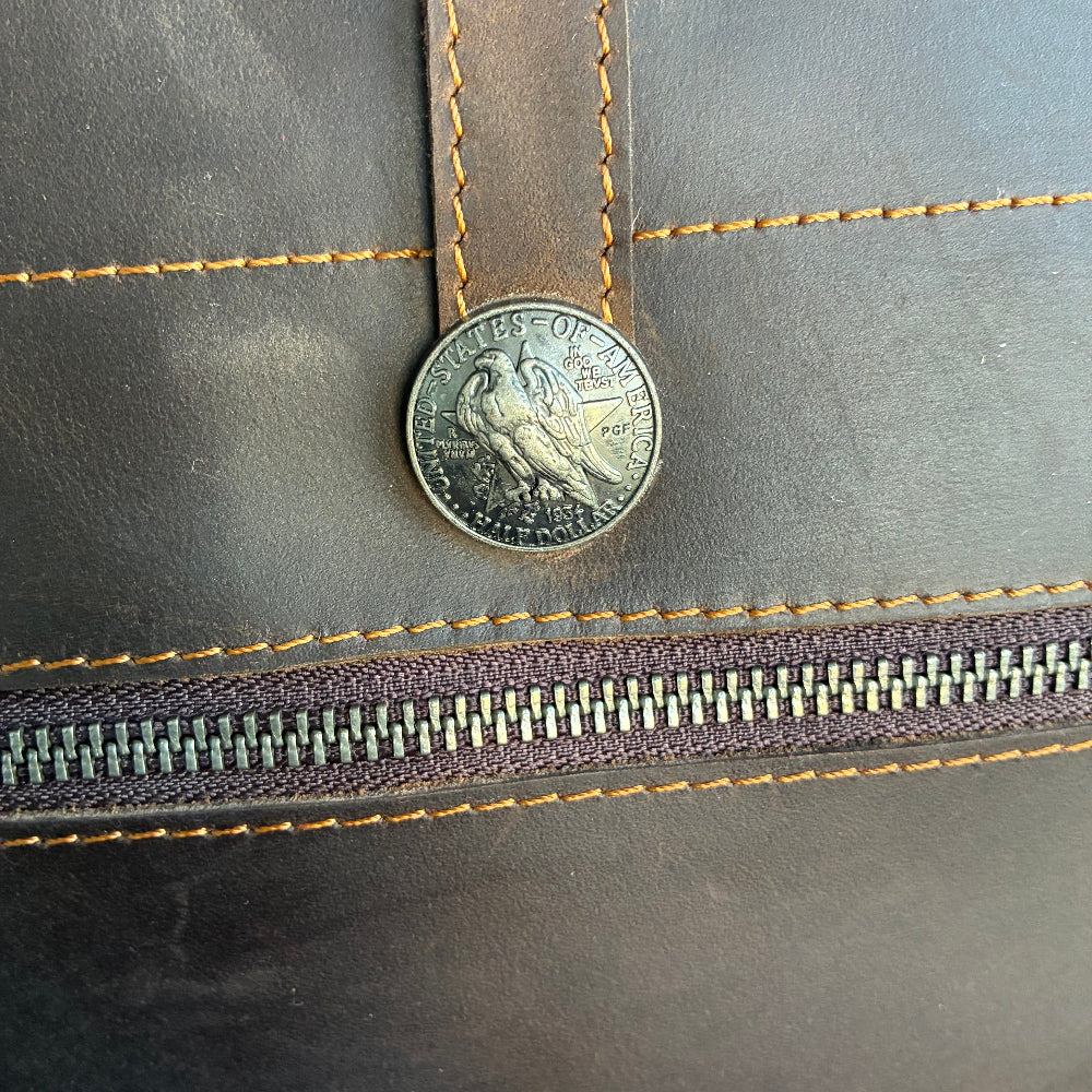 VIVACE SLING BAG: MOCHA BROWN Genuine Leather Messenger Bag DETAIL