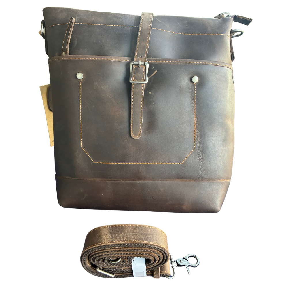 VIVACE SLING BAG: MOCHA BROWN Genuine Leather Messenger Bag SET