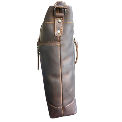 VIVACE SLING BAG: MOCHA BROWN Genuine Leather Messenger Bag SIDE VIEW