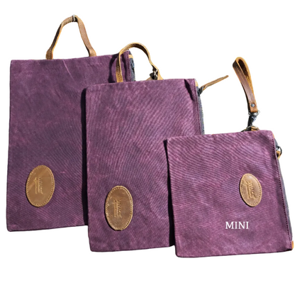 VIVACE SLING BAG: RED Waxed Canvas mini hand Sling Bag with genuine leather carry clasp