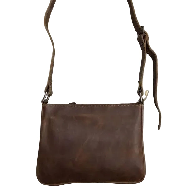 VIVACE SLING BAG: Small COFFEE BROWN Genuine Leather Cross Body Bag BACK