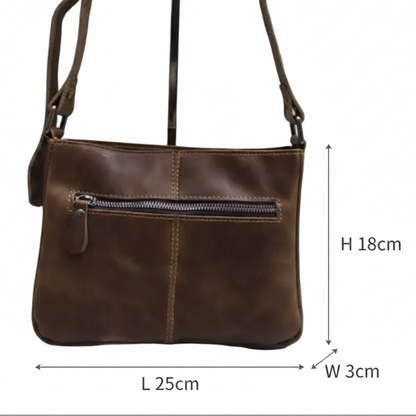 VIVACE SLING BAG: Small COFFEE BROWN Genuine Leather Cross Body Bag