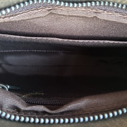 VIVACE SLING BAG: Small COFFEE BROWN Genuine Leather Cross Body Bag INNER VIEW