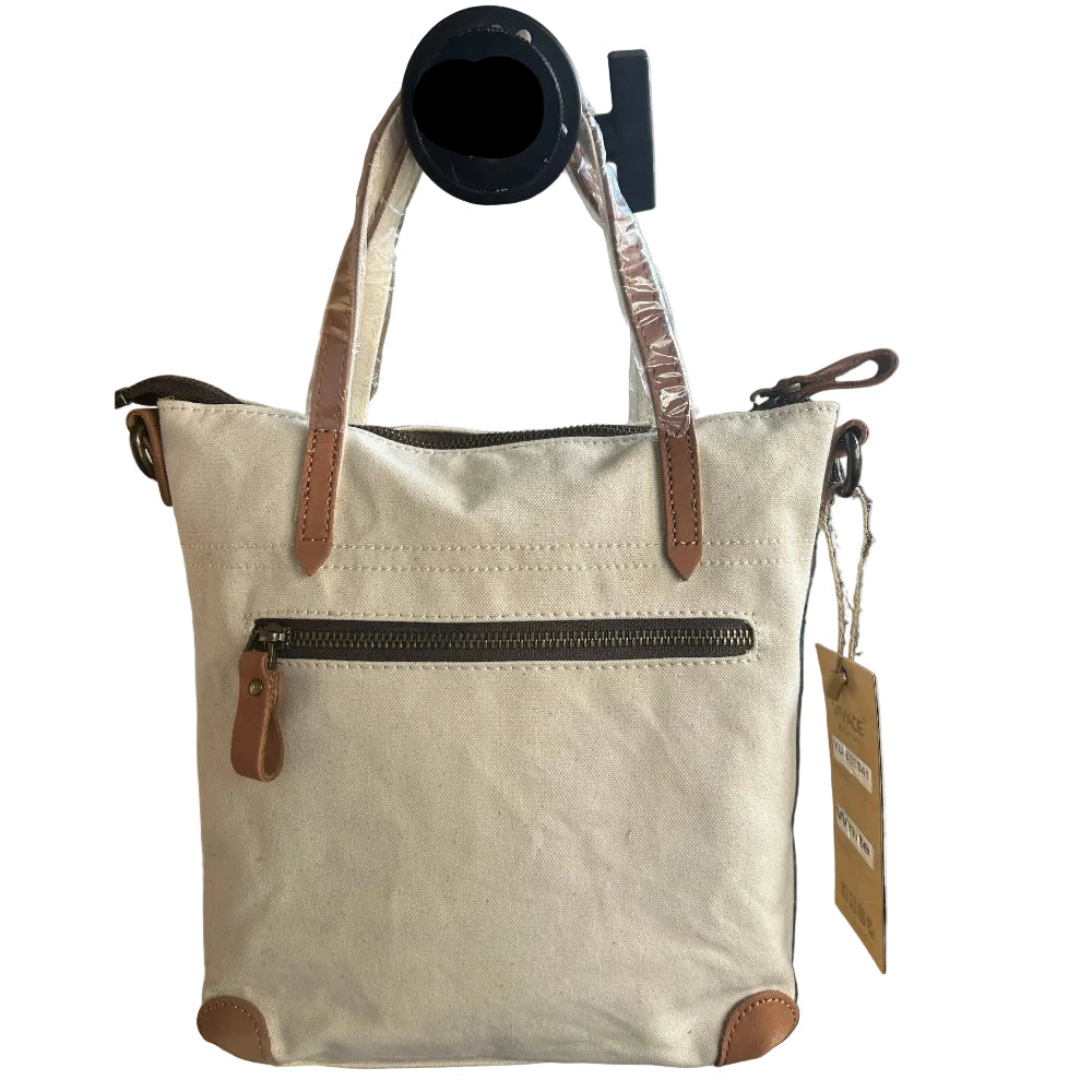 VIVACE SLING BAG: WHITE CANVAS with Genuine LEATHER Trim