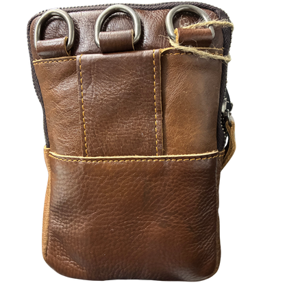 VIVACE Sling Bag: COFFEE BROWN GENUINE Leather Cross Body & Belt bag BACK VIEW