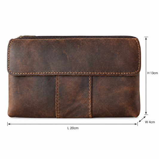 VIVACE Sling Bag: MOCHA BROWN GENUINE Leather Horizontal Small Cross Body/ Belt bag SIZE