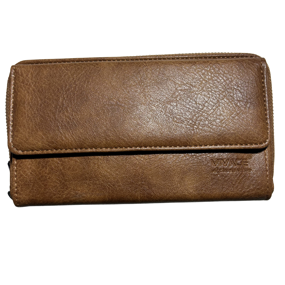 VIVACE Sling Wallet: BROWN PU Leather Horizontal Cellphone Sling