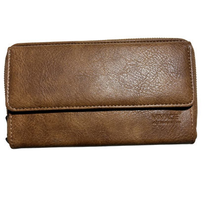 VIVACE Sling Wallet: BROWN PU Leather Horizontal Cellphone Sling
