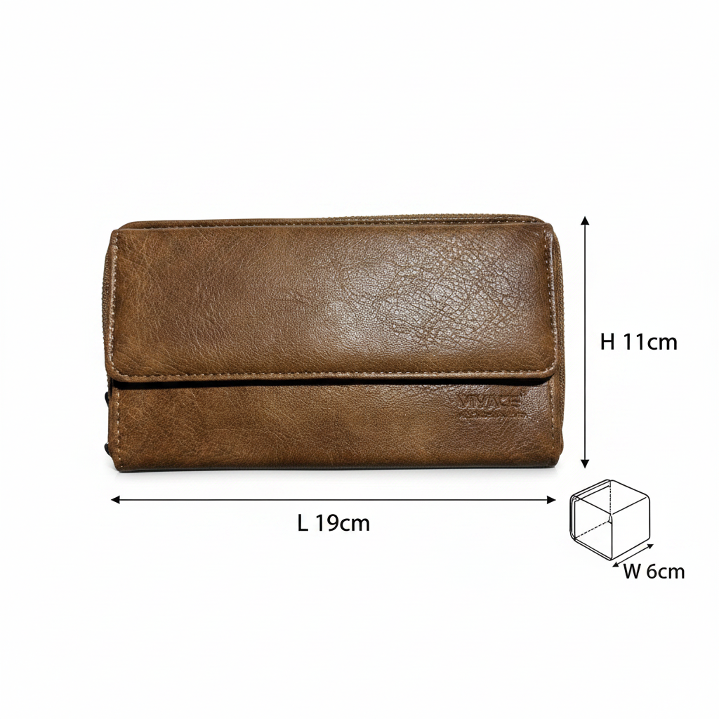 Vivace Sling Wallet: BROWN PU Leather Horizontal Cellphone Sling