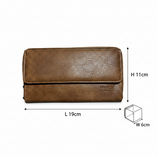 Vivace Sling Wallet: BROWN PU Leather Horizontal Cellphone Sling