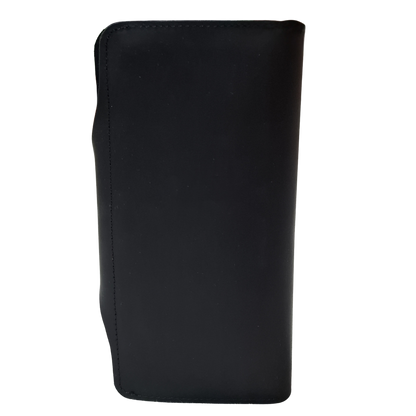 VIVACE WALLET: BLACK LARGE GENUINE LEATHER WALLET WITH CLIP BACK